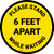 Please Stand 6 Feet Apart While Waiting Yellow - Circular - Floor Sign