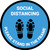 Social Distancing Please Stand In The Frame Shoe Prints Blue - Circular - Floor Sign