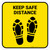 Keep Safe Distance Shoe Prints Yellow Square - Floor Sign