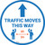 Traffic Moves This Way - Arrow with Icon - Floor Sign