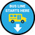 Bus Line Starts Here Circle - Floor Sign