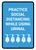 Practice Social Distancing While Using Urinal with Icon Blue Portrait - Wall Sign