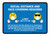 Social Distance And Face Covering Required While Shopping with Emojis Blue Landscape - Wall Sign