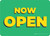 Now Open Green/Yellow Landscape - Wall Sign