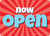 Now Open Retro Red/Blue Landscape - Wall Sign