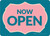 Now Open with Frame Blue/Pink Landscape - Wall Sign