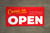 Come In Now Open Red - Banner