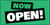 Now Open! Green Black White - Banner