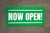 Now Open! Green White - Banner