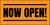 Now Open! Orange Black - Banner