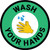 Wash Your Hands with Emoji Green Circular - Floor Sign