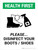Health First: Please Disinfect Boots/Shoes with Icon Portrait - Wall Sign