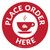 Place Order Here with Coffee Cup Red Circular - Floor Sign