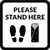 Please Stand Here with Burrito and Shoe Prints Black Square - Floor Sign