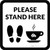 Please Stand Here with Coffee Cup and Shoe Prints Black Square - Floor Sign