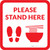 Please Stand Here with Ramen and Shoe Prints Red Square - Floor Sign