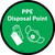 PPE Disposal Point with Icons Green Circular - Floor Sign