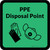 PPE Disposal Point with Icons Green Square - Floor Sign