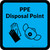 PPE Disposal Point with Icons Blue Square - Floor Sign