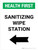 Health First: Sanitizing Wipe Station with Left Arrow Portrait - Wall Sign