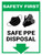 Safety First: Safe PPE Disposal Glove and Mask Arrow Down Wall Sign