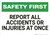 Safety First: Report All Accidents - Wall Sign