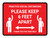 Practice Social Distancing Red - Please Keep 6ft Apart Landscape - Wall Sign