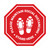 Please Maintain Social Distancing Stand Here with Shoe Prints Stop Circular - Floor Sign
