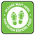 Please Wait Here Bilingual with Shoe Prints Green Square - Floor Sign