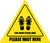 Please Wait Here Bilingual Spanish with Shoe Prints Triangle - Floor Sign