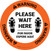 Warning Please Wait Here Bilingual Spanish with Shoe Prints Circular - Floor Sign