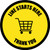 Line Starts Here Thank you with Shopping Cart Black Border Circular - Floor Sign