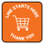 Line Starts Here Thank you with Shopping Cart Orange Square - Floor Sign