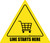 Line Starts Here with Shopping Cart Triangle - Floor Sign