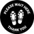 Please Wait Here Thank You with Shoe Prints Black Circular - Floor Sign