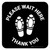 Please Wait Here Thank You with Shoe Prints Black Square - Floor Sign