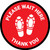 Please Wait Here Thank You with Shoe Prints Red Circular - Floor Sign