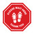 Please Wait Here Thank You with Shoe Prints Stop Circular - Floor Sign