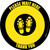 Please Wait Here Thank You with Shoe Prints Yellow/Black Circular - Floor Sign