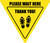 Please Wait Here Thank You with Shoe Prints Yield - Floor Sign