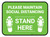 Please Maintain Social Distancing Stand Here with Shoe Prints Green Rectangle - Floor Sign