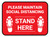 Please Maintain Social Distancing Stand Here with Shoe Prints Red Rectangle - Floor Sign