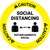 Caution: Social Distancing Bilingual Spanish with Icon Circular - Floor Sign