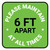 Please Maintain 6 Ft Apart At All Times Green Square - Floor Sign