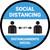 Social Distancing Bilingual Spanish with Icon Blue Circular - Floor Sign