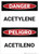 Danger: Acetylene Bilingual Spanish - Wall Sign