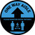One Way Aisle - Please Maintain Social Distance with Icon Blue Circular - Floor Sign