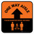 One Way Aisle - Please Maintain Social Distance with Icon Orange Square - Floor Sign