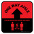 One Way Aisle - Please Maintain Social Distance with Icon Red Square - Floor Sign