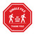 Single File 6 Ft Apart with Icon Stop Circular - Floor Sign